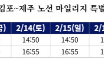 대한항공, 설 연휴 김포~제주 마일리지 특별기 띄워