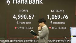 "조정 시작?" 코스피, 5000도 못 지켰다…시총 100위 중 상승 '단 4개'	