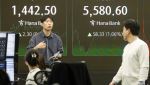 코스피, 1%대 올라 5580선도 터치…코스닥은 하락