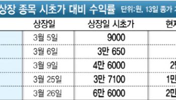 '따따블 새내기주' 한 달새 급락…케이뱅크는 공모가 밑으로