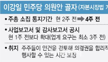 주총 소집 통지 2주 전→4주 전 당길까…與 개정법 추진