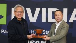 ‘파트너십 커지길'…박정원 회장, 젠슨 황에게 ‘두산일두' 선물