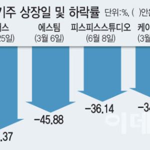 ‘따따블’ 달리던 새내기주, 증시 급락에 쓴맛