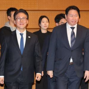 최태원 "새 공장, 해외에 지을 수도"…김민석 "한국에서 되게 해야"