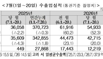 반도체 수출 2.8배 뛰었다…7월 중순 수출 549억달러 신기록