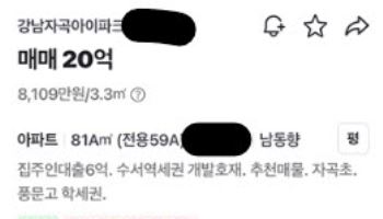 매매 20억  “집주인 대출 6억”…고가 아파트 ‘셀러파이낸싱’ 확산되나