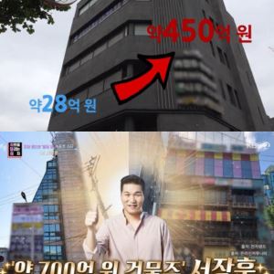 "서장훈, 28억에 산 '꼬마 빌딩' 450억 매물로...세금 약 140억"