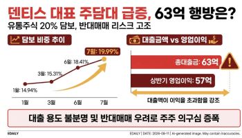 또 코스닥? 덴티스 최대주주 주담대 63억, 왜 늘었나