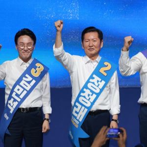 "호남의 아들·사위""광주의 미래"…鄭·金·宋, 전남광주서 '신경전'