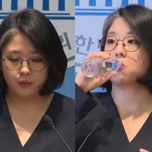 "후" 심호흡 뒤 생수 '벌컥벌컥'…용혜인, 울컥하기도