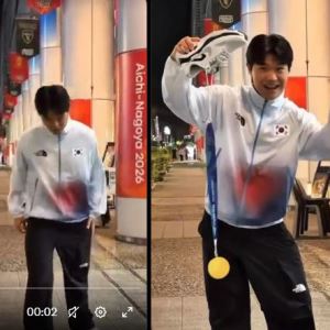 '절뚝이다 신발서 금메달'…최우진 세리머니 논란에 사과 "장병 비하 의도 없었다"