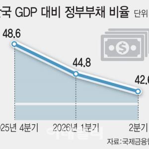 [단독]韓 정부부채 비율 42.6%로 하락